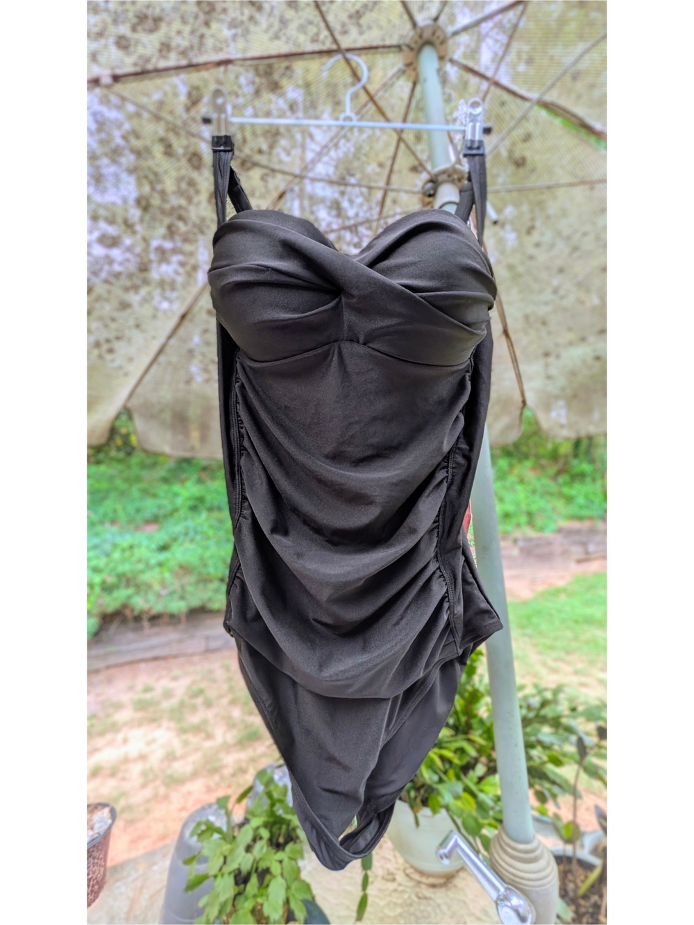 Betsey Johnson Black One-Piece Rouched Swimsuit
